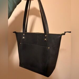 Portland Leather Black Tote Bag